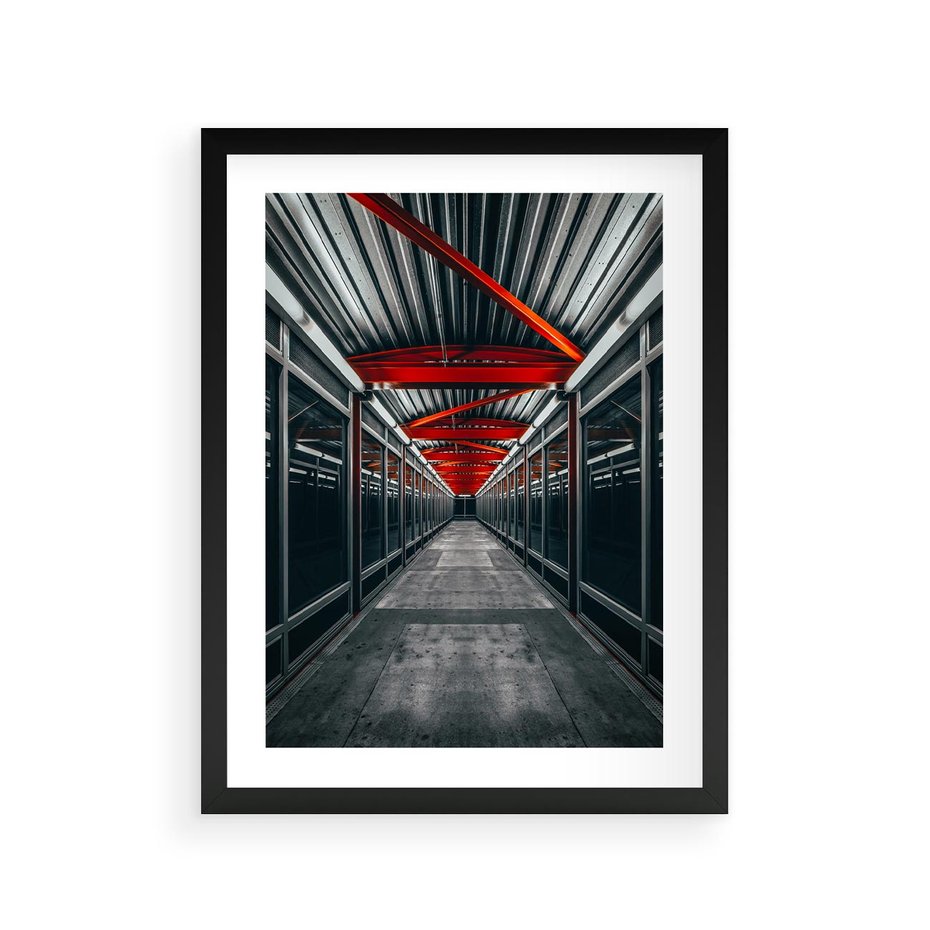 Plakat w ramie 30x40 - Nieskończoność Przestrzeni - korytarz, perspektywa - rama czarna