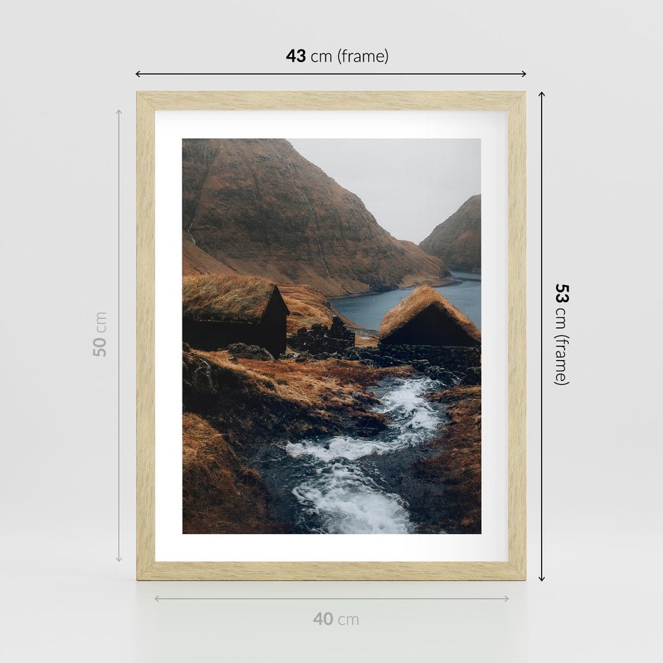 Plakat w ramie 40x50 - Spokój Natury - skandynawski, pejzaż - rama drewno