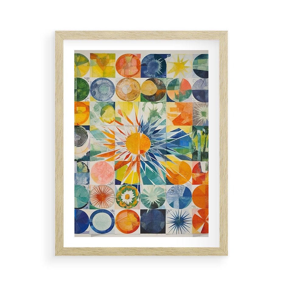 Plakat w ramie 50x70 - Rozkwitające Wzory Abstrakcji - abstrakcyjny obraz, mnogość kolorów - rama drewno