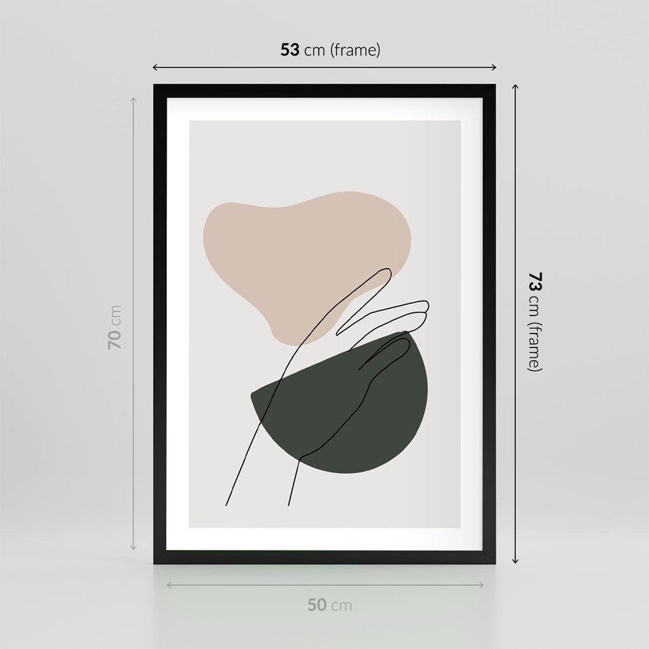 Plakat w ramie 50x70 - Rozkwitająca Opowieść - szkic jedną linią, one lone - rama czarna