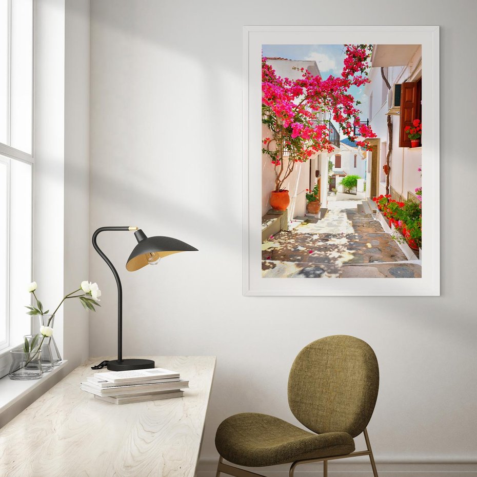 Plakat bez ramy 30x40 - Kwiatowa uliczka wakacji - kwiaty, uliczka