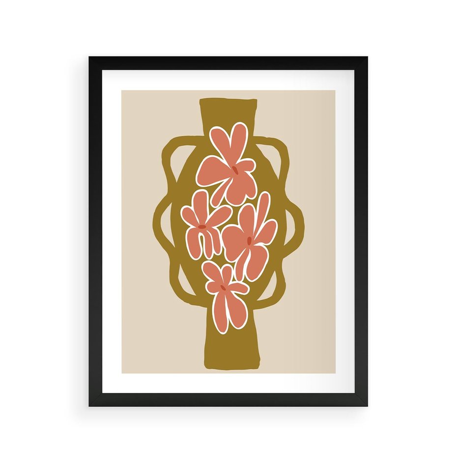 Plakat w ramie 40x50 - Rozbijające Formy - abstrakcyjny plakat, kwiaty na wazonie - rama czarna