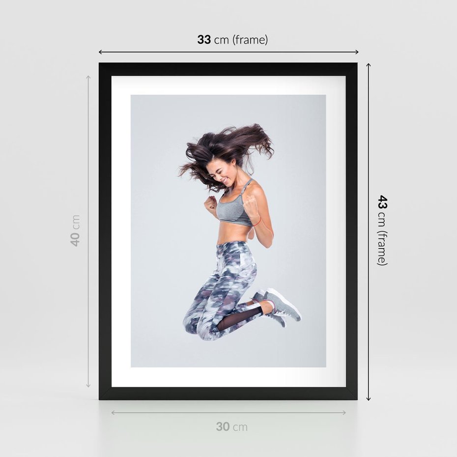 Plakat w ramie 30x40 - Sportowy Ducha: Energia i Siła - fitness, sport - rama czarna