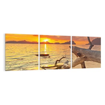 Obraz na płótnie 150x50 - Magia zachodu słońca nad morzem - plaża, morze