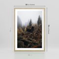 Plakat w ramie 50x70 - Górski las - stary zniszczony domek w górach, góry - rama drewno