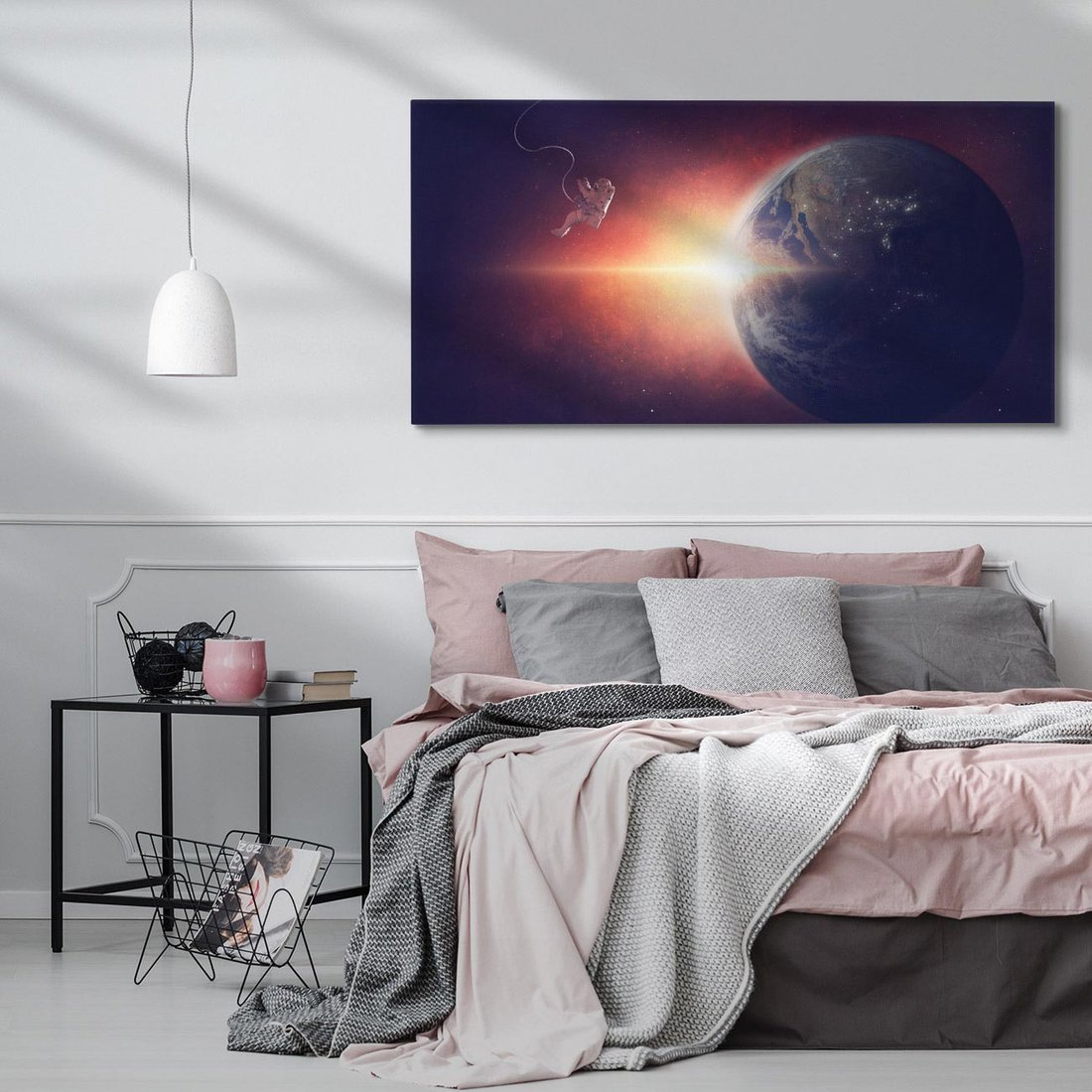 Obraz na płótnie 120x60 - Kosmiczne horyzonty - kosmos, ziemia