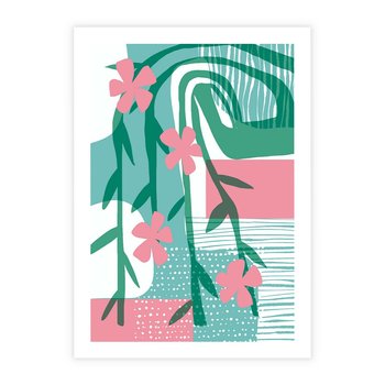 Plakat bez ramy 40x50 - Rozkwitające Harmonie Form - abstrakcyjne pastelowe kwiaty, nowoczesna sztuka