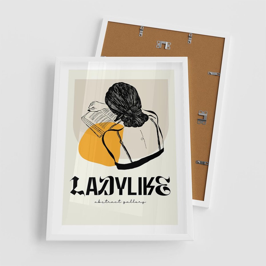 Plakat w ramie 50x70 - Kobiecość w Literach - grafika, nowoczesność - rama biała