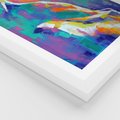 Plakat w ramie 50x70 - Olejne Wibrujące Emocje - abstrakcyjny obraz, różne kolorowe maźnięcia pędzla - rama biała