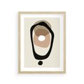 Plakat w ramie 30x40 - Intrygujące Zaskoczenia - beżowa abstrakcyjna kompozycja, czarny akcent - rama drewno