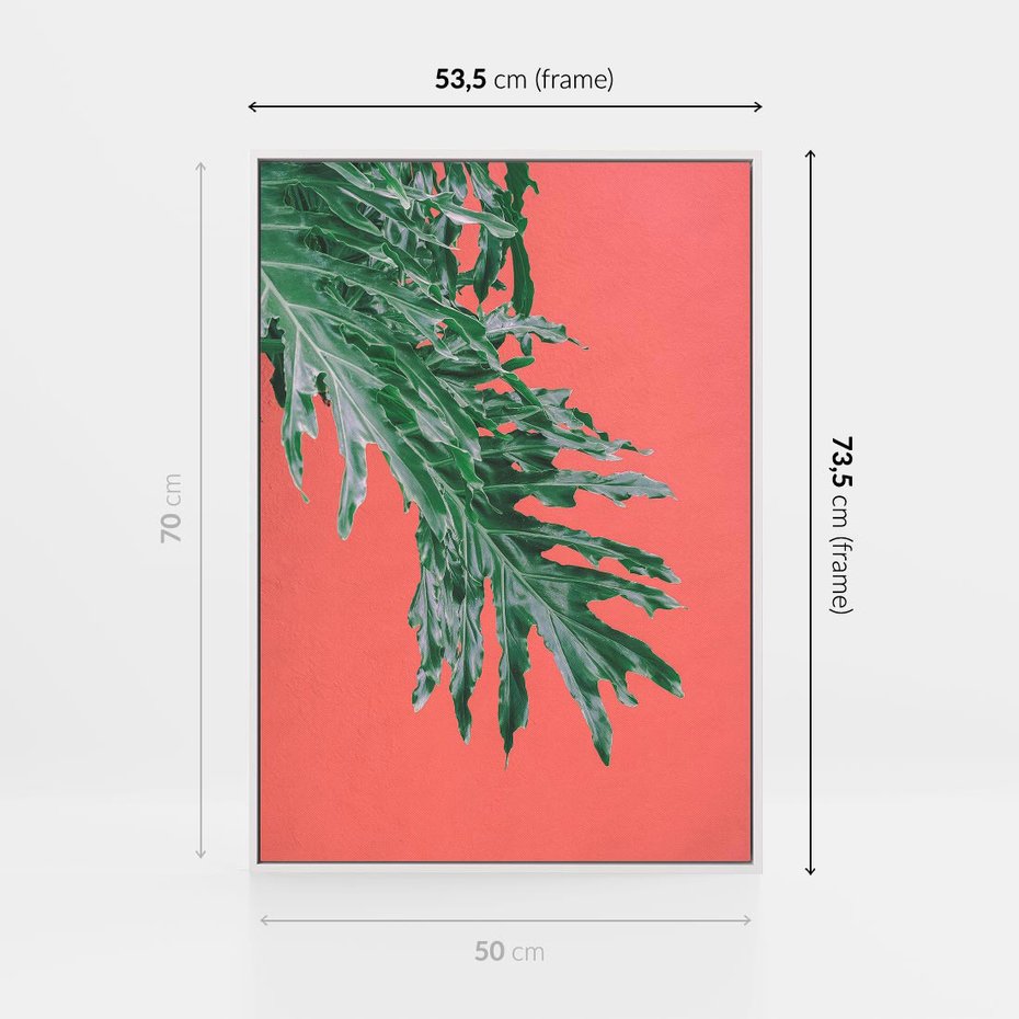 Obraz w ramie 50x70 - Energetyczna Eksplozja Natury - liście, kolor - rama biała