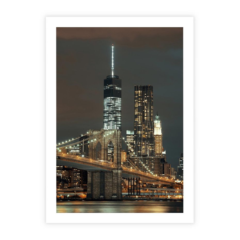 Plakat bez ramy 21x30 - Miasto rozświetlone nocnym blaskiem - miasto, nocą