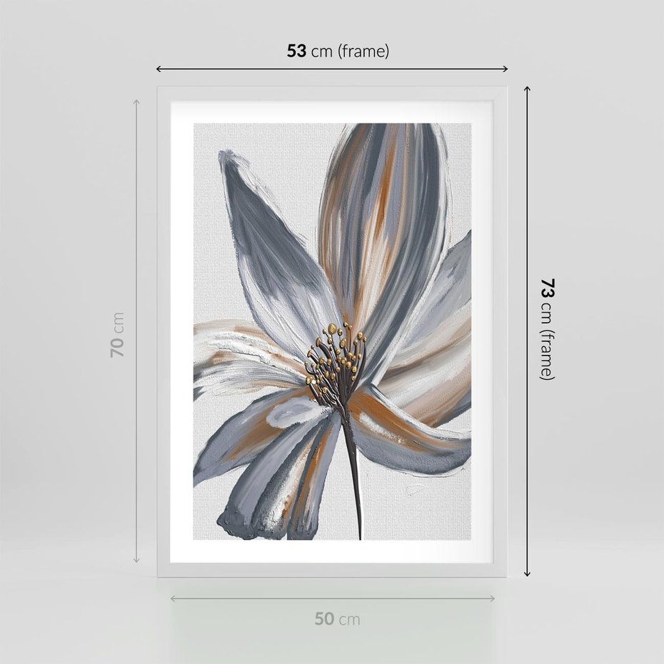 Plakat w ramie 50x70 - Olejne kwiaty - wyraz emocji - kwiaty, malowane - rama biała