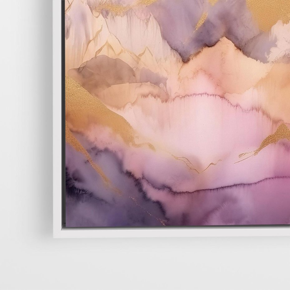 Obraz w ramie 80x80 - Pastelowe Wzgórza - pastelowe, różowe góry - rama biała