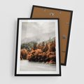 Plakat w ramie 50x70 - Jesienna Mgła - las, góry - rama czarna