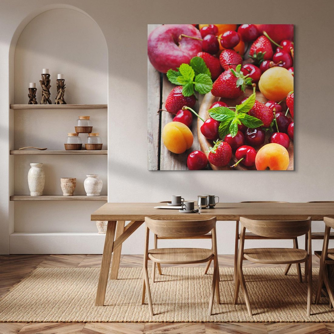 Obraz na płótnie 40x40 - Owoce w restauracji artystycznie - owoce, restauracja