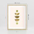 Plakat w ramie 30x40 - Harmonijne Odbicia - geometryczne złote kształty, tekstura - rama drewno