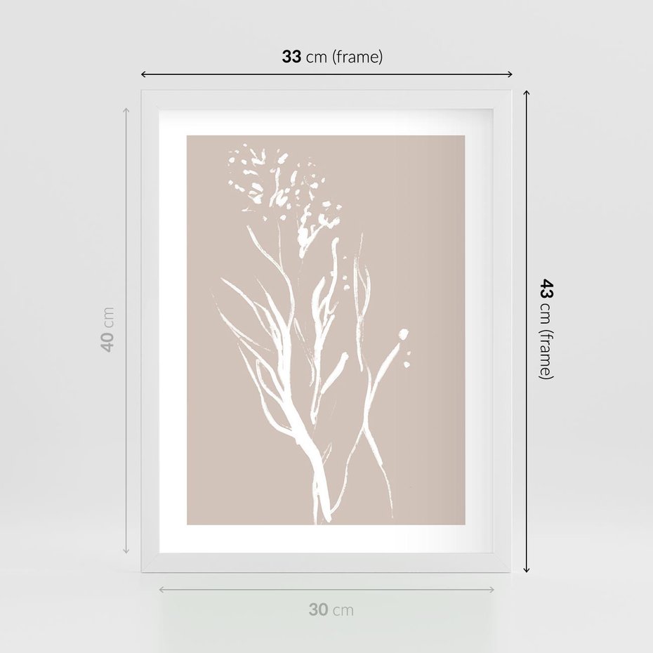 Plakat w ramie 30x40 - Impresje Pastelowych Nastrojów - minimalistyczny delikatny obraz, beżowe odcienie - rama biała