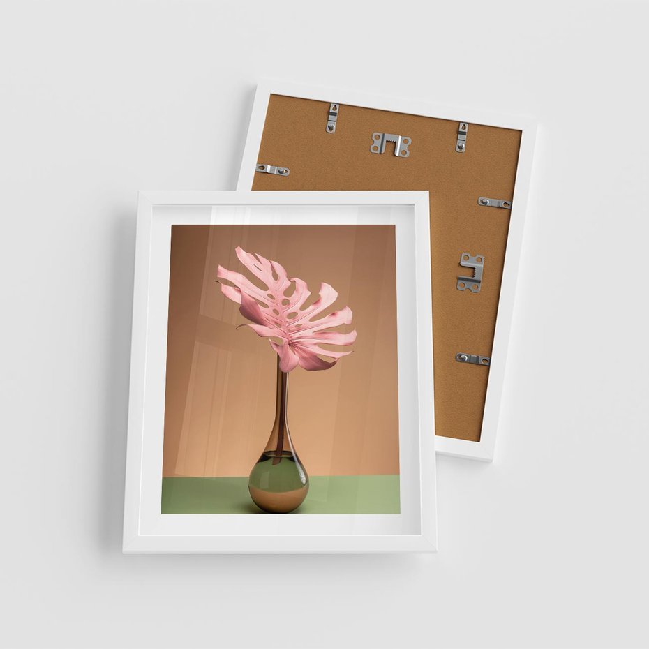 Plakat w ramie 40x50 - Wyjątkowy monstera - monstera, liść - rama biała