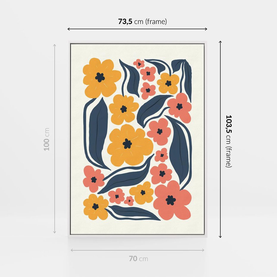 Obraz w ramie 70x100 - Pastelowe Impresje - pastelowe kwiaty, abstrakcyjna kompozycja - rama biała