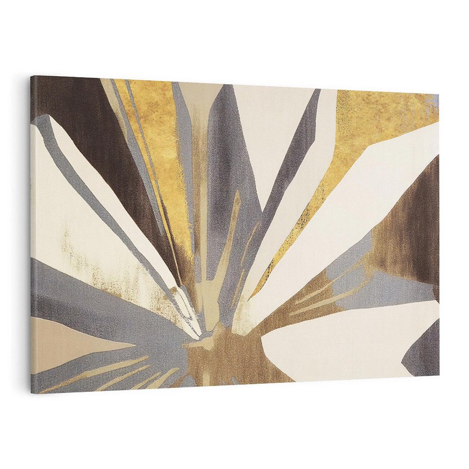Obraz na płótnie 100x70 - Szept roślinnych emocji - olejna abstrakcja, złoto i brąz