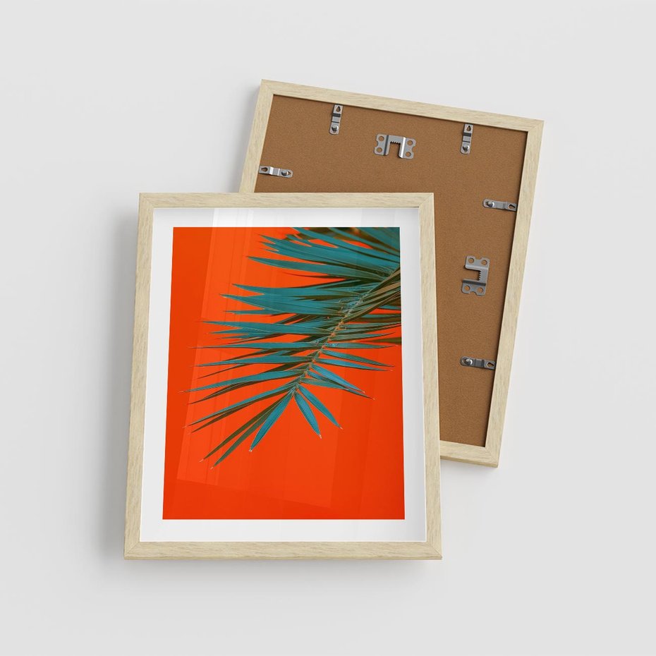 Plakat w ramie 40x50 - Egzotyczny Urok - liście, palma - rama drewno