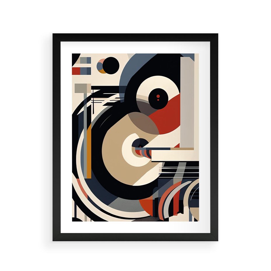 Plakat w ramie 40x50 - Wibracje Marzeń - abstrakcyjny obraz, geometryczne koła - rama czarna