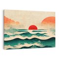 Obraz na płótnie 100x70 - Czerwone Melodie - japońska sztuka, zachód słońca nad oceanem