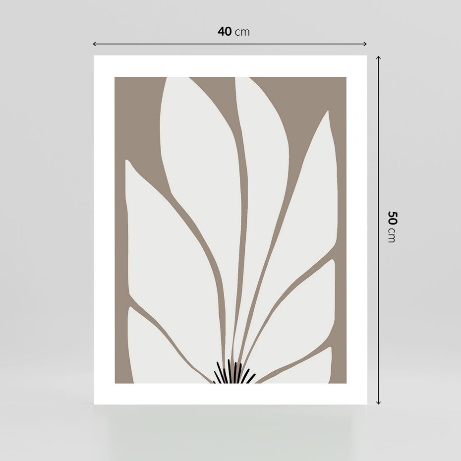 Plakat bez ramy 40x50 - Ekspresyjne Kontury - abstrakcyjny kwiat, beże i brązy