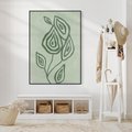 Obraz w ramie 70x100 - Szmaragdowy Oddech - abstrakcyjne delikatne zielone linie, podobne do gałęzi kwiatów - rama czarna
