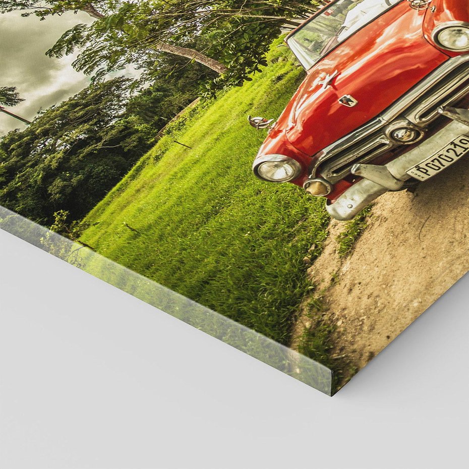 Obraz na płótnie 120x80 - Retro Samochód w Kubańskiej Opowieści - samochód, retro