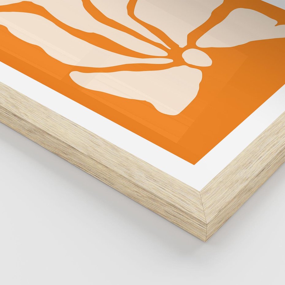 Plakat w ramie 40x50 - Wibracje Barw - abstrakcyjny boho plakat, pomarańczowe tło - rama drewno