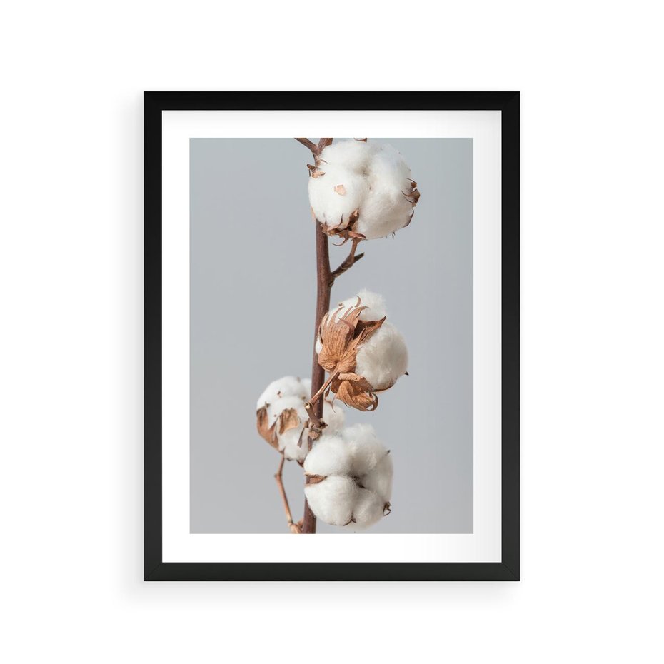 Plakat w ramie 30x40 - Bawełniana boho miękkość - bawełna, boho - rama czarna