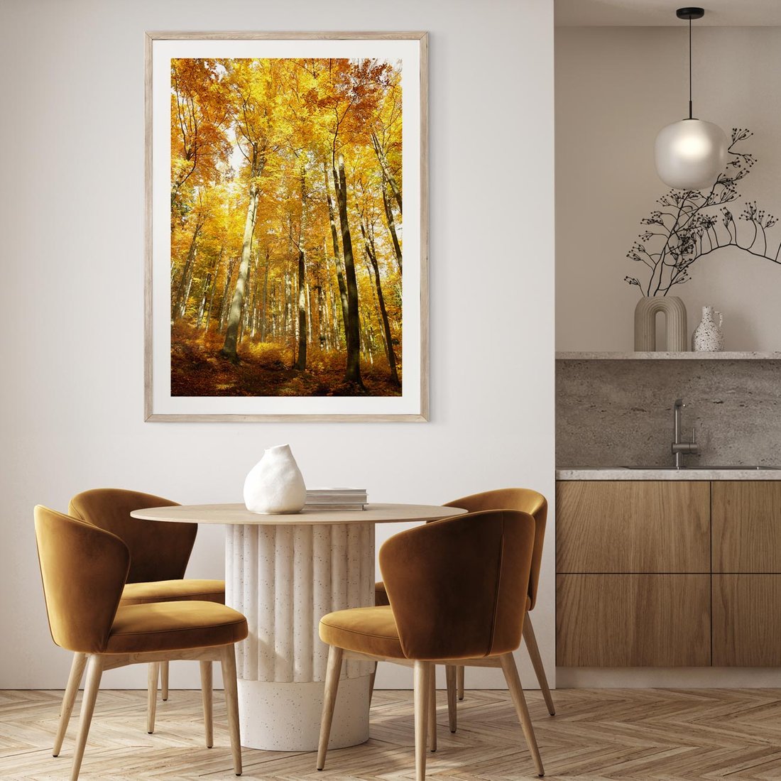 Plakat w ramie 30x40 - Jesienny Las - Kolorowa Paleta Natury - jesień, drzewa - rama drewno