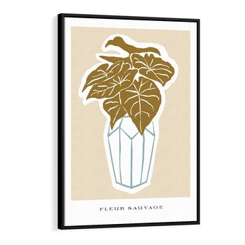 Obraz w ramie 50x70 - Rytmy Nowych Wizji - abstrakcyjne liście, tropikalne w wazonie - rama czarna