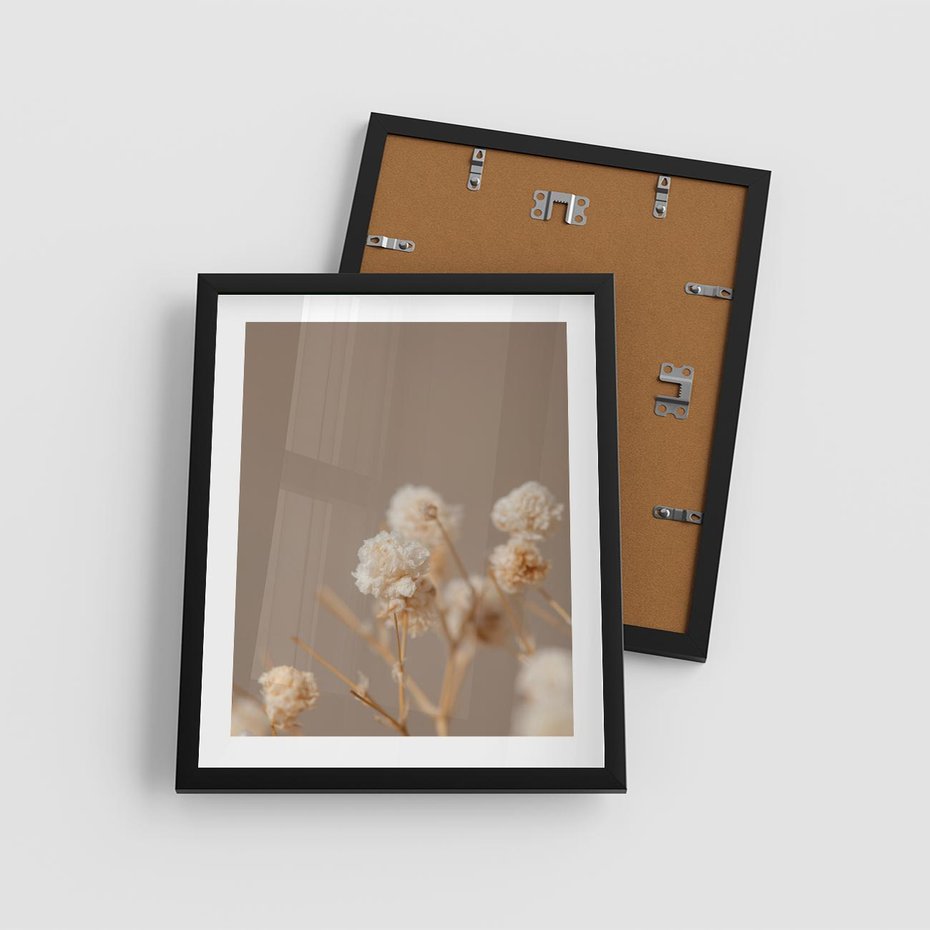 Plakat w ramie 40x50 - Przezroczyste piękno - gipsówka, suche - rama czarna