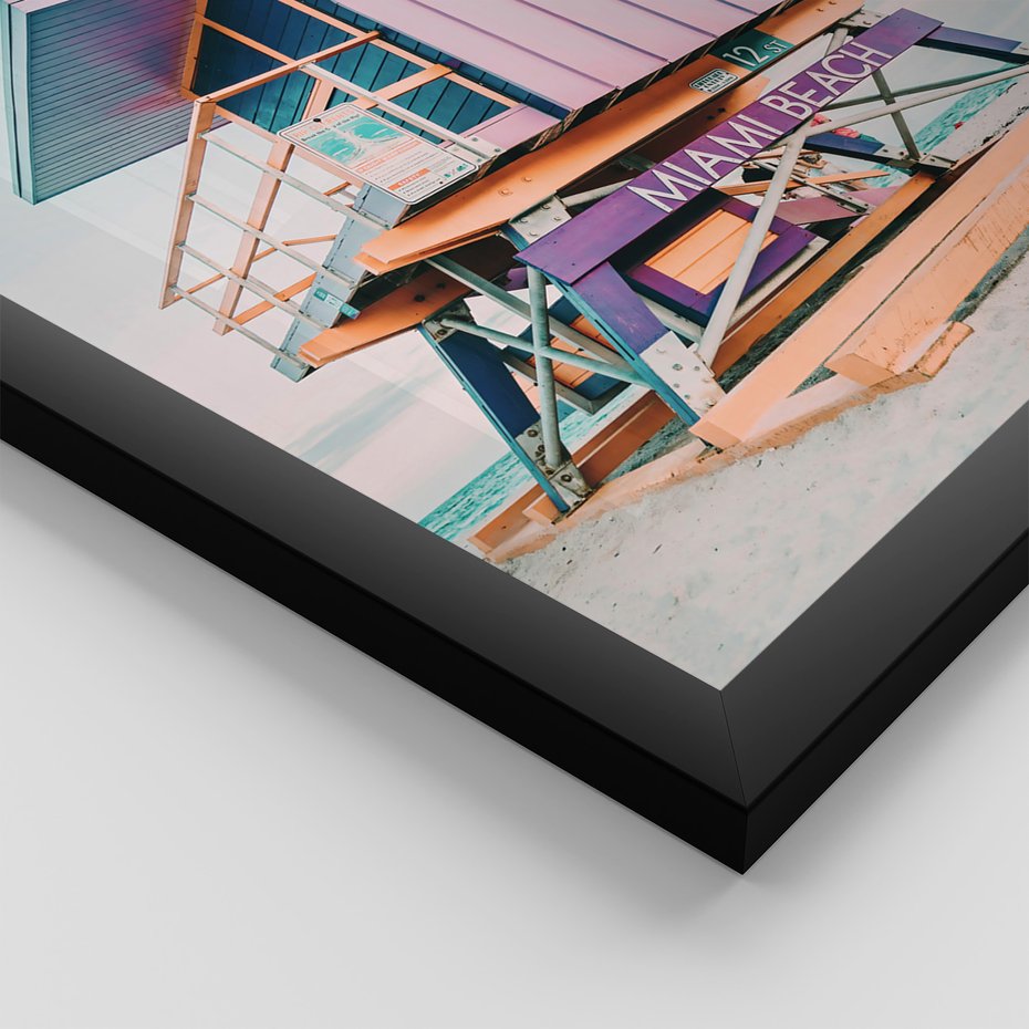 Zestaw obrazy w ramie 50x70 galeria - Be, positive, plaża, kolory - rama czarna