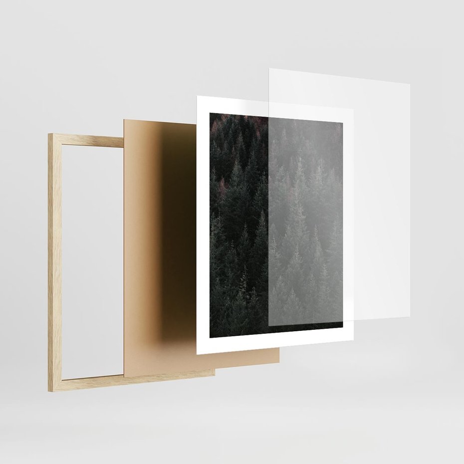 Plakat w ramie 40x50 - Wysoko nad Iglastym Lasem - las, perspektywa - rama drewno