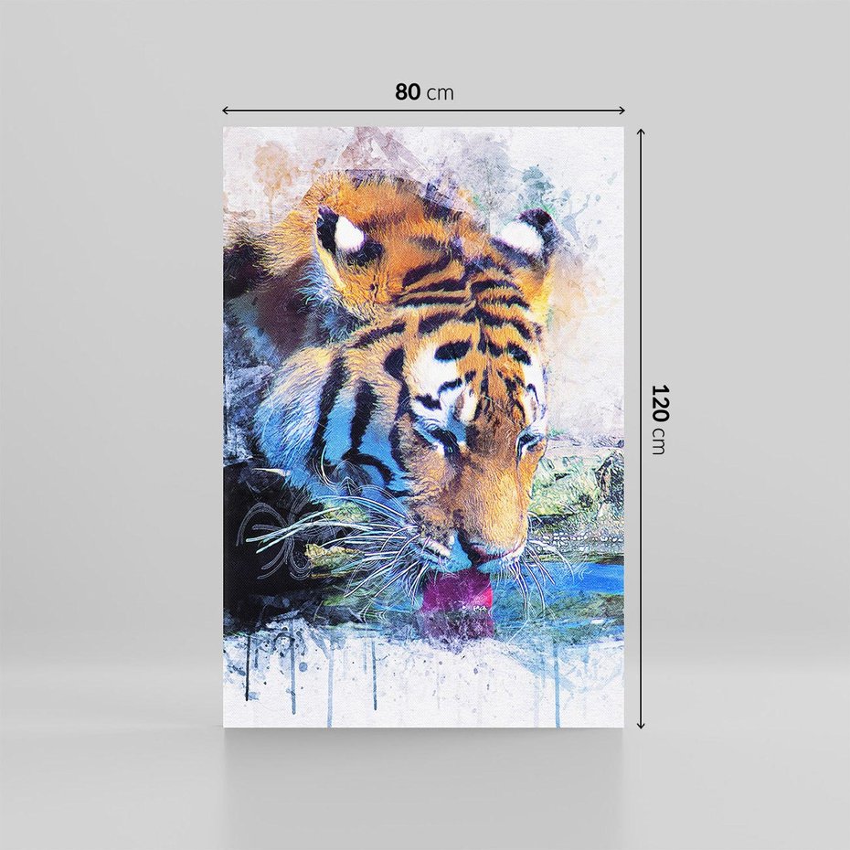 Obraz na płótnie 80x120 - Tygrys w abstrakcyjnym tańcu - tygrys, sztuka