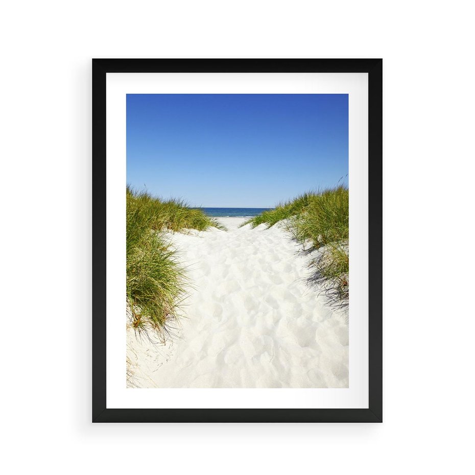 Plakat w ramie 40x50 - Relaks nad Morskimi Wzgórzami - plaża, wydmy - rama czarna