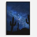 Obraz w ramie 70x100 - Nocne Tajemnice Pustyni - gwieździsta noc, granatowe niebo - rama czarna
