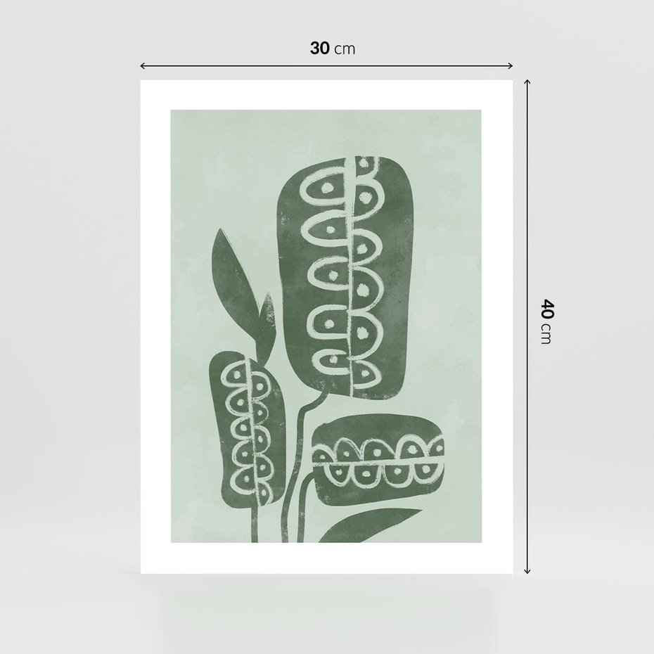Plakat bez ramy 30x40 - Nurtująca Zieleń - abstrakcyjny zielony motyw, skandynawski design