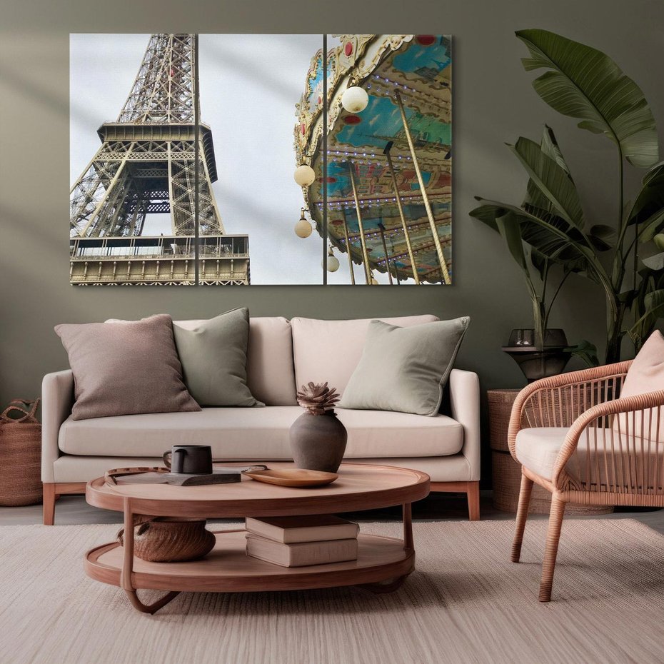 Obraz na płótnie 120x80 - Delikatność kolorów - wieża, Eiffla