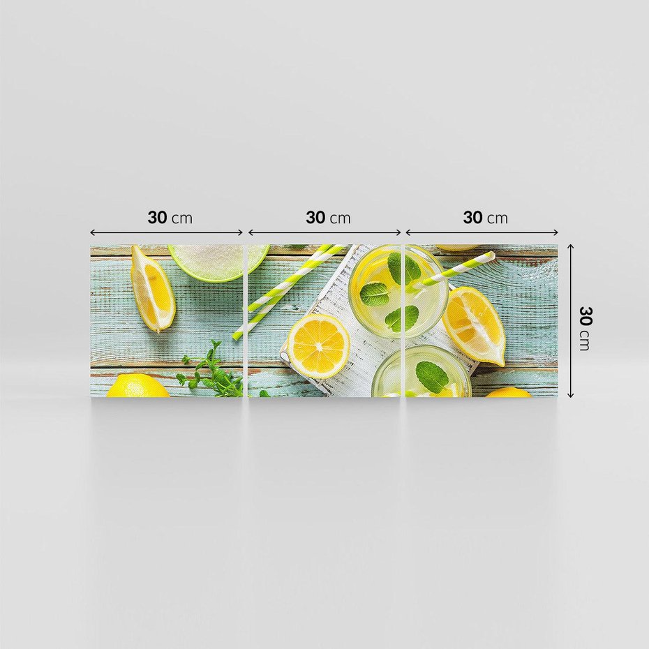 Obraz na płótnie 90x30 - Cytrynowe Orzeźwienie - cytryny, lemoniada