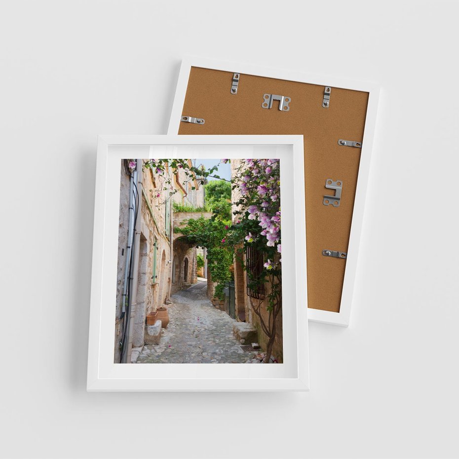 Plakat w ramie 40x50 - Ścieżka W Nieskończoność - uliczka, perspektywa - rama biała