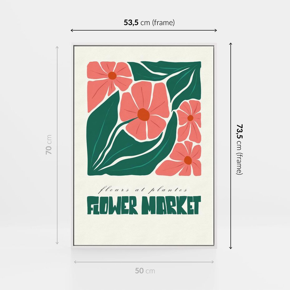 Obraz w ramie 50x70 - Retro Inspiracja - minimalistyczna kwiatowa kompozycja, pastelowe kolory - rama biała