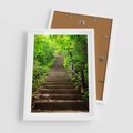 Plakat w ramie 50x70 - Lasowa ścieżka pełna tajemnic - ścieżka, schody - rama biała