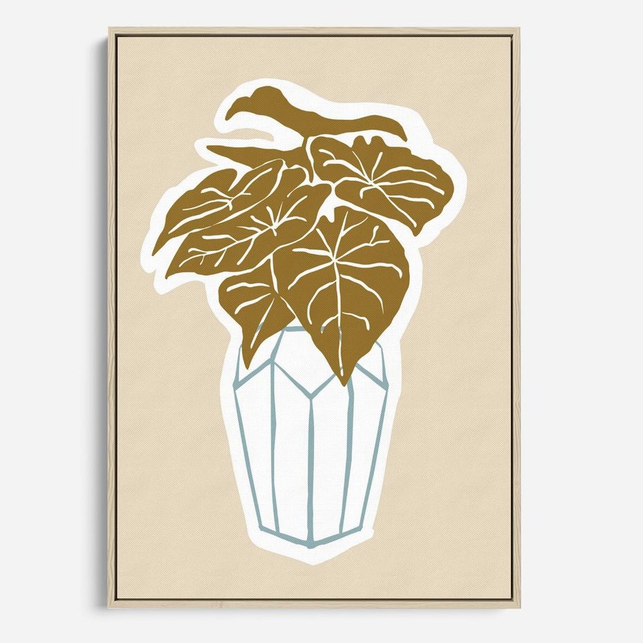 Obraz w ramie 80x120 - Bezgraniczne Marzenia - nowoczesna kompozycja, liście monstery w wazonie - rama drewno