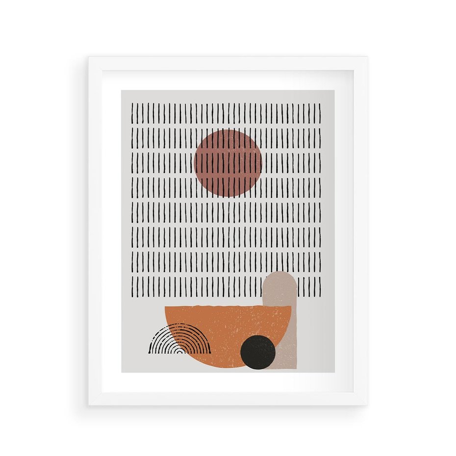 Plakat w ramie 40x50 - Symetria w Stylu Mid-Century - minimalistyczny obraz, mid-century styl - rama biała