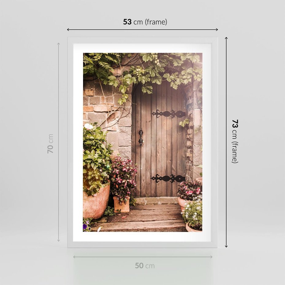 Plakat w ramie 50x70 - Wyjątkowy Klimat - drzwi, stare - rama biała